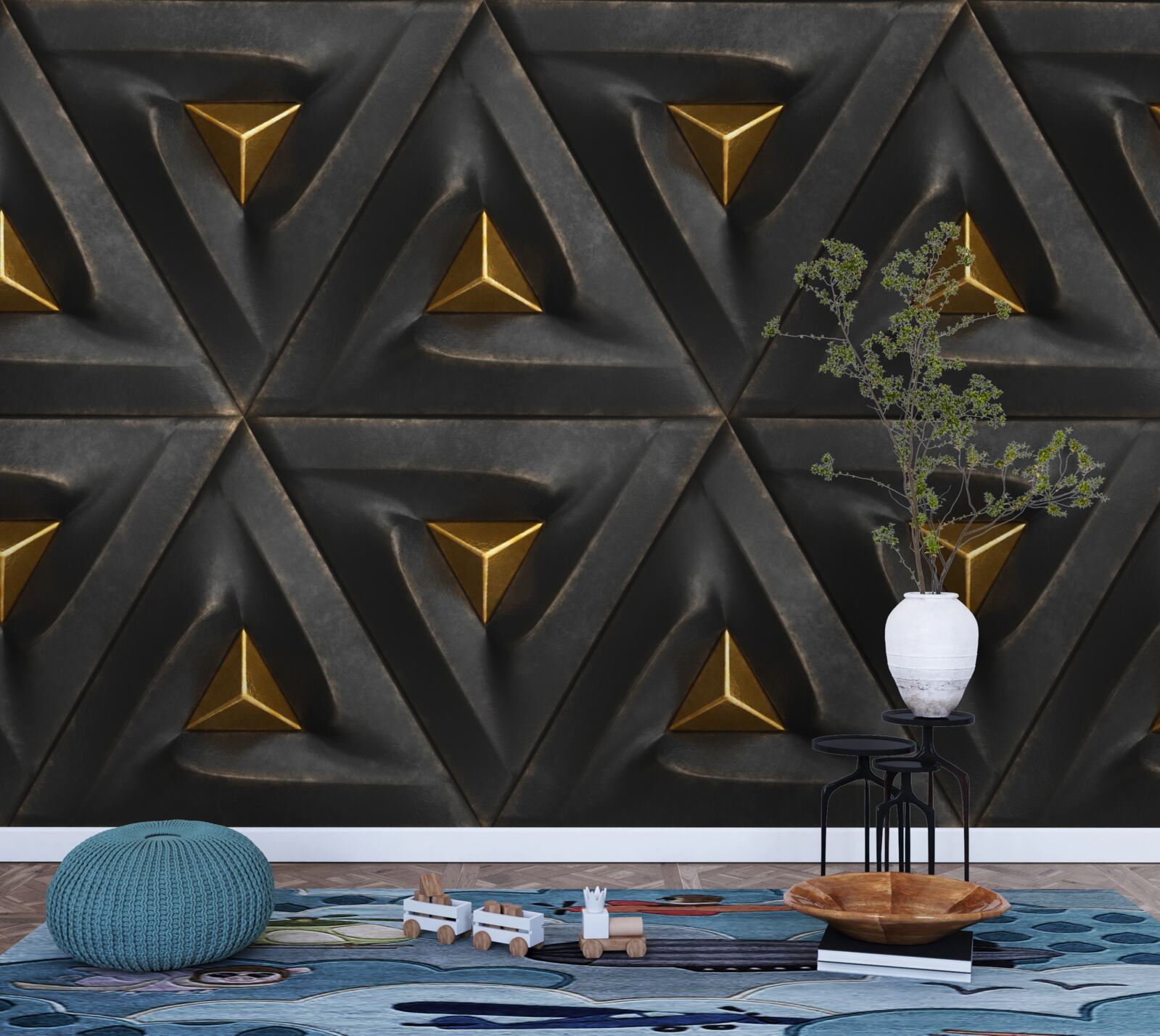 Fototapeta trojuholníky so zlatými stredmi