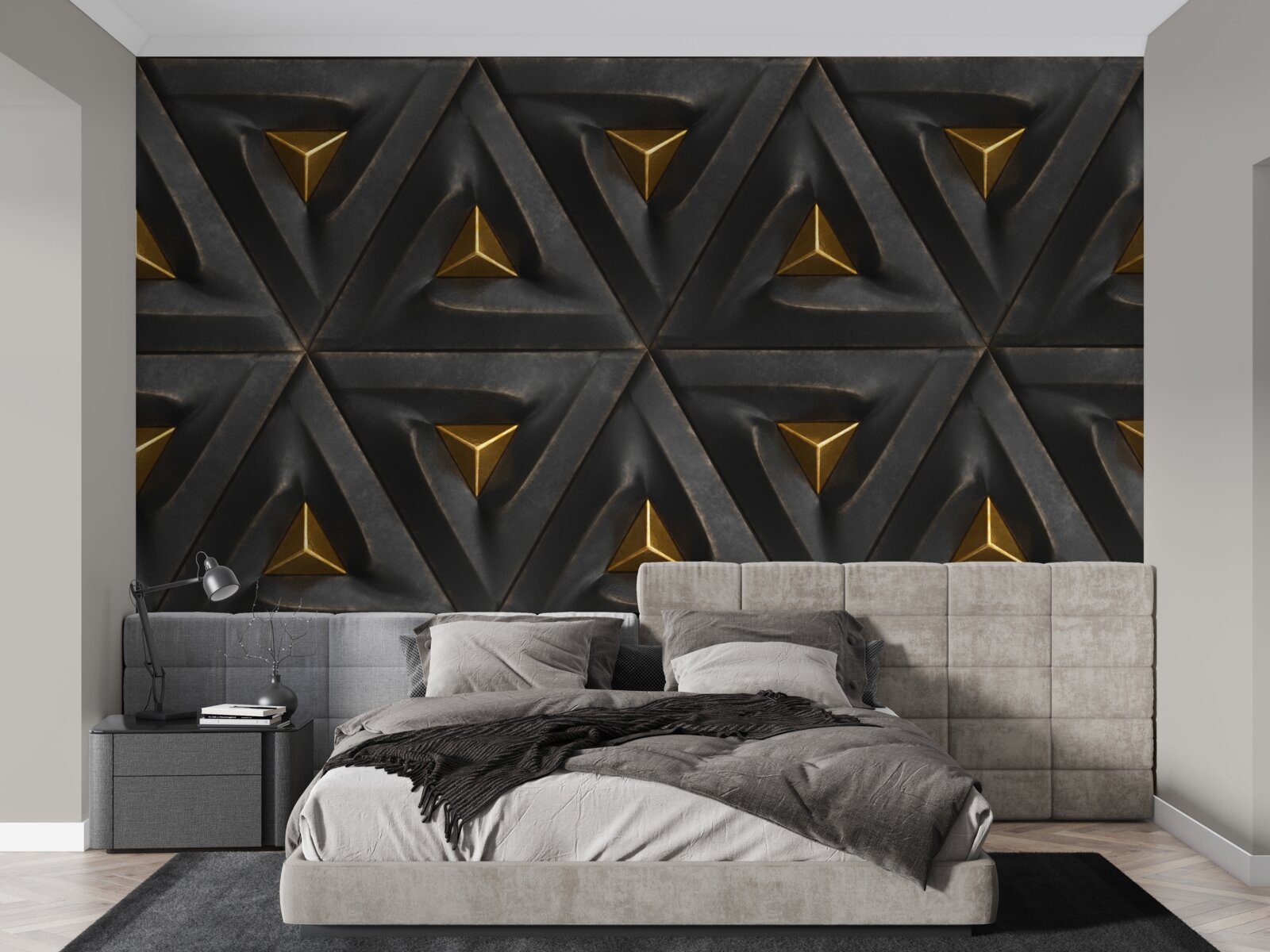 Fototapeta trojuholníky so zlatými stredmi