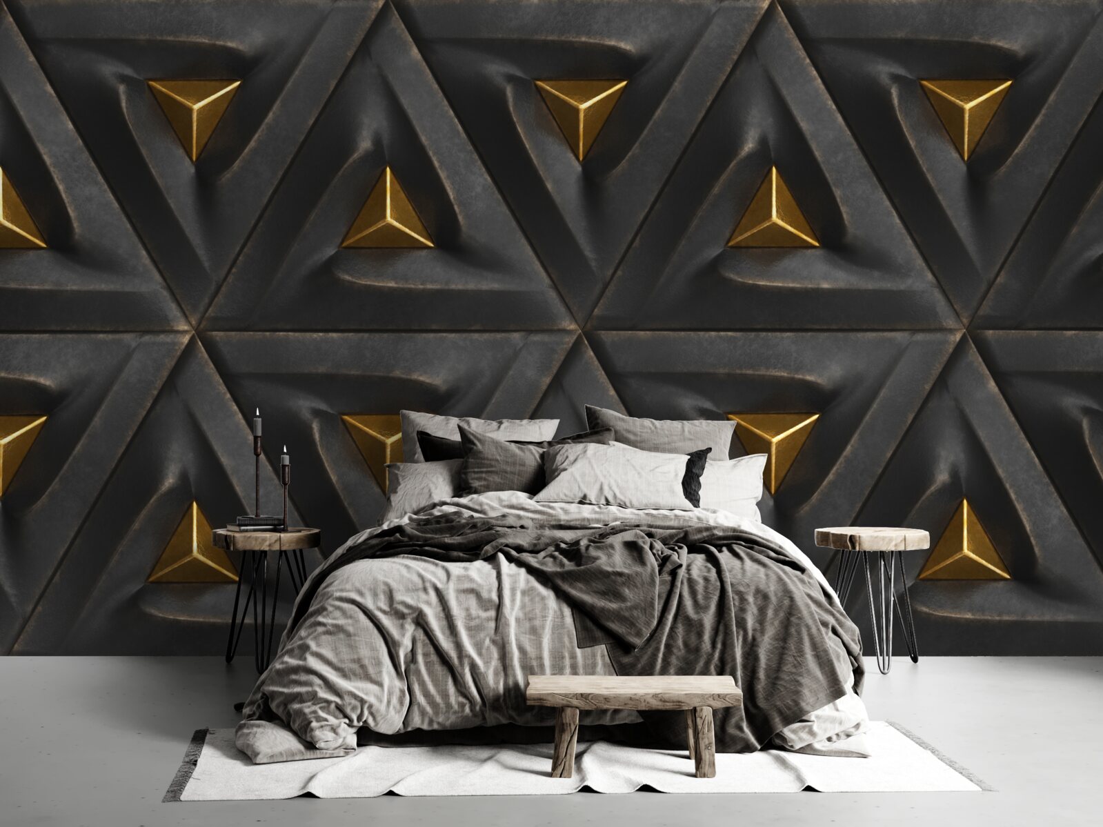 Fototapeta trojuholníky so zlatými stredmi