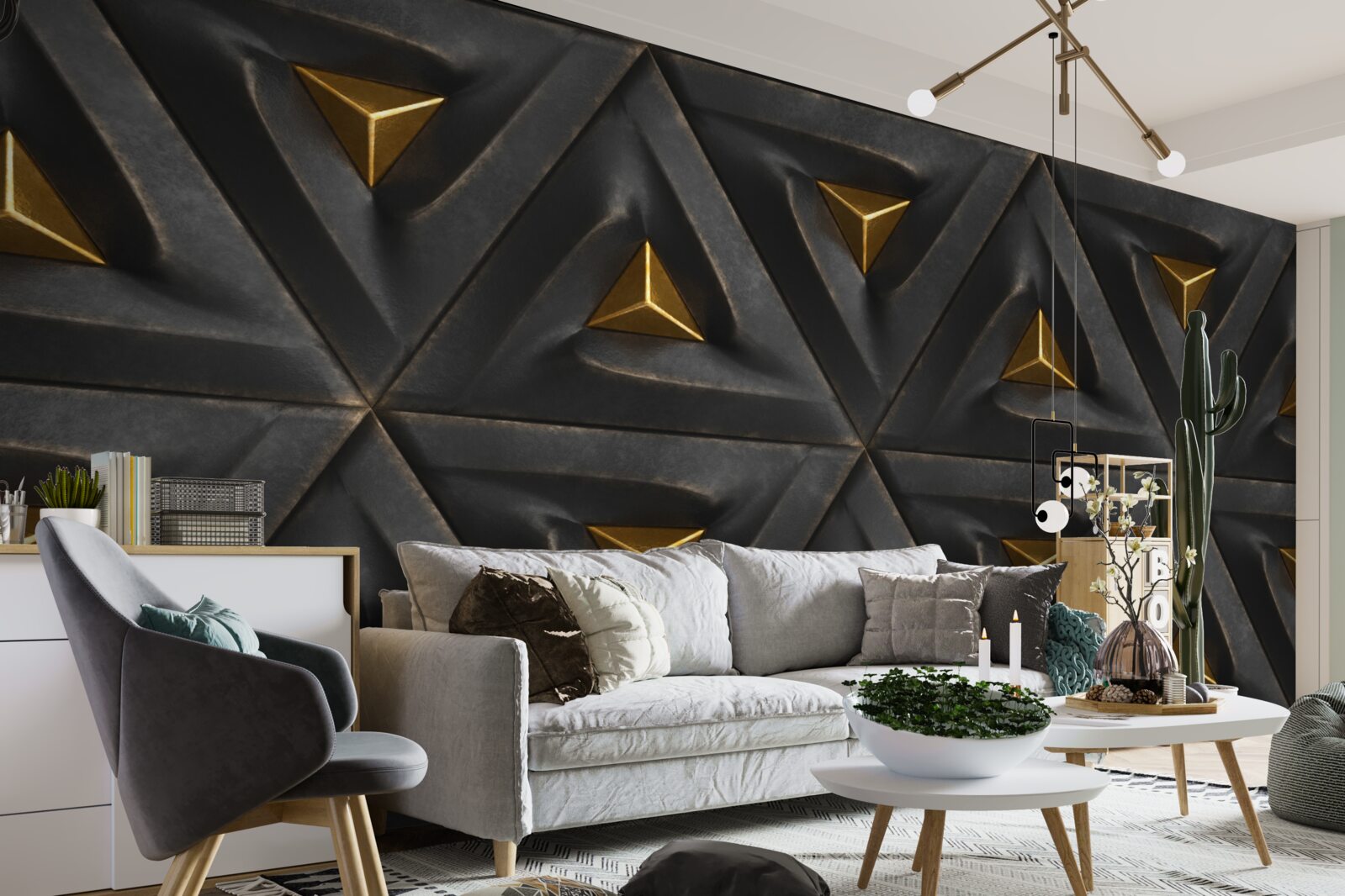 Fototapeta trojuholníky so zlatými stredmi