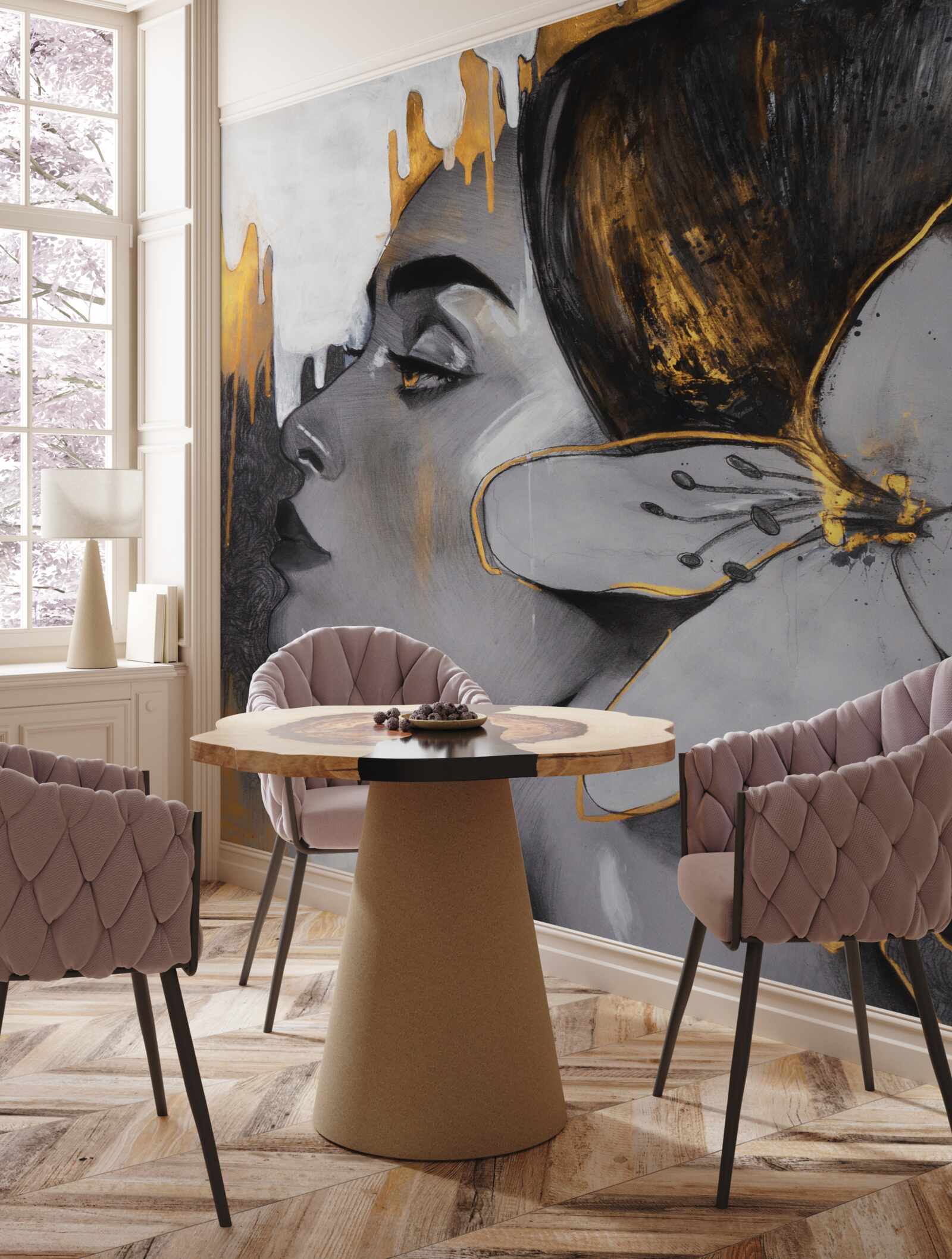 Fototapeta hnedá figúrka dievčaťa s kvetom