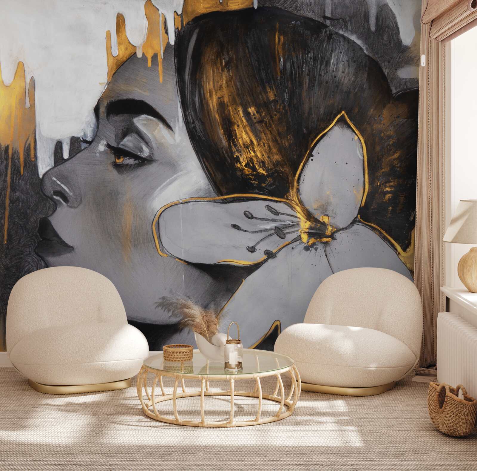 Fototapeta hnedá figúrka dievčaťa s kvetom