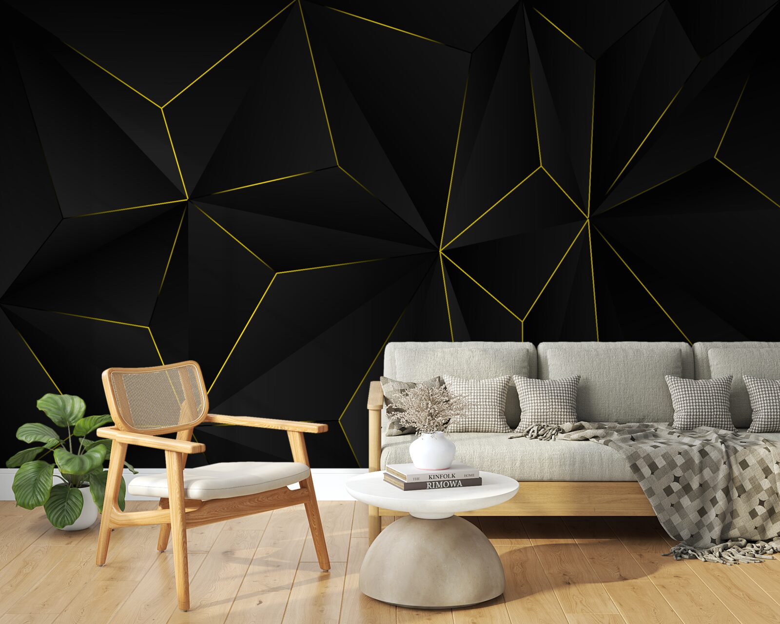 Fototapeta tmavé pozadie so zlatými okrajmi tvarov