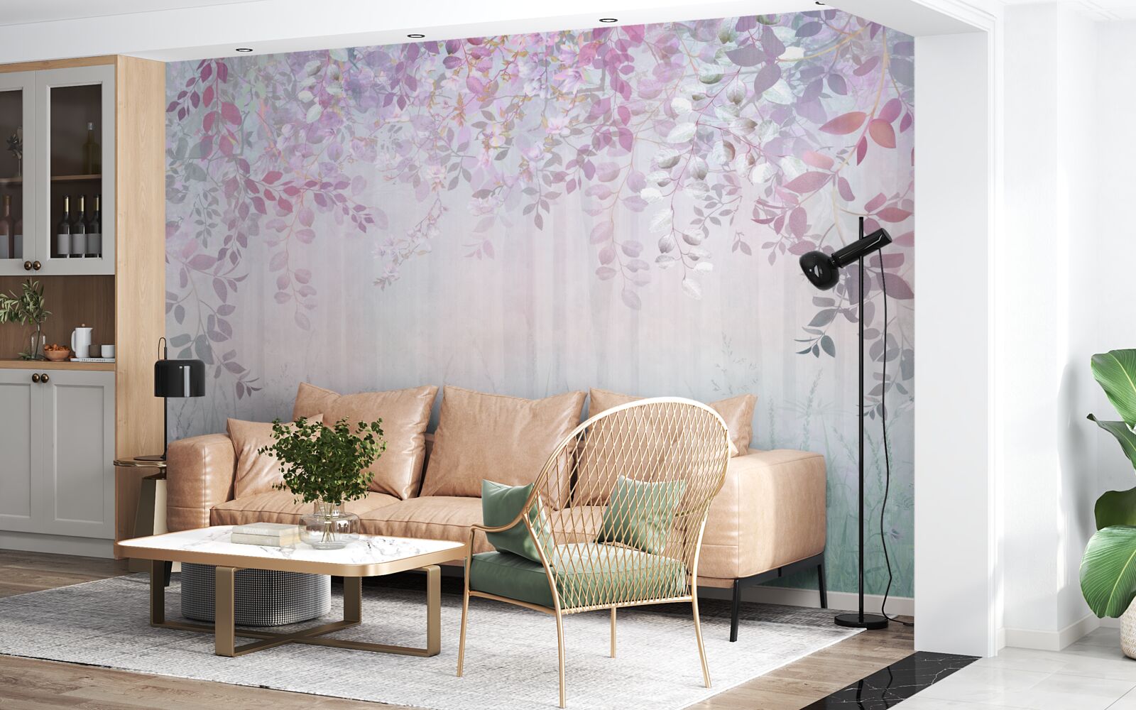 Fototapeta listy všetkých farieb v lese na jesenné ráno