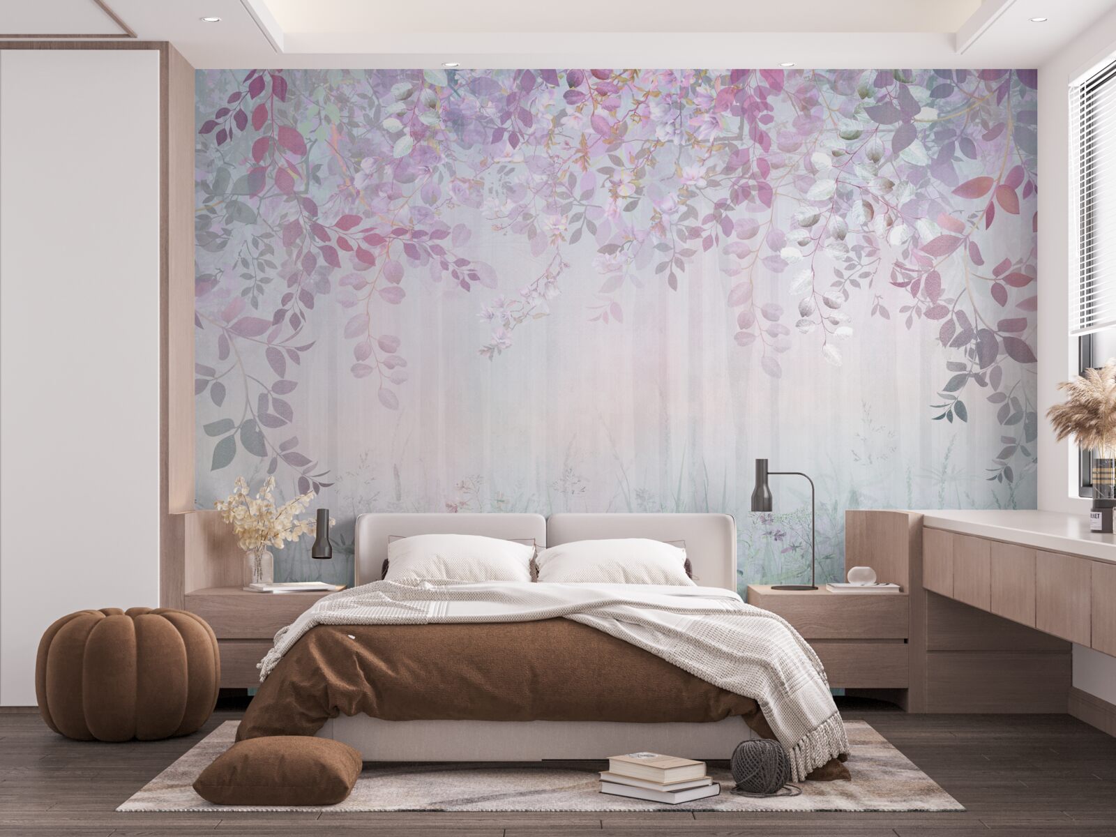 Fototapeta listy všetkých farieb v lese na jesenné ráno