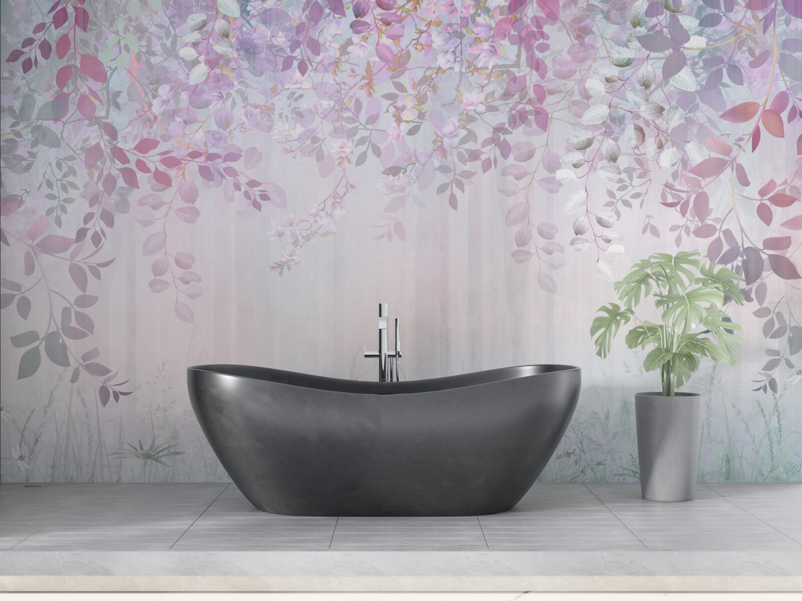 Fototapeta listy všetkých farieb v lese na jesenné ráno