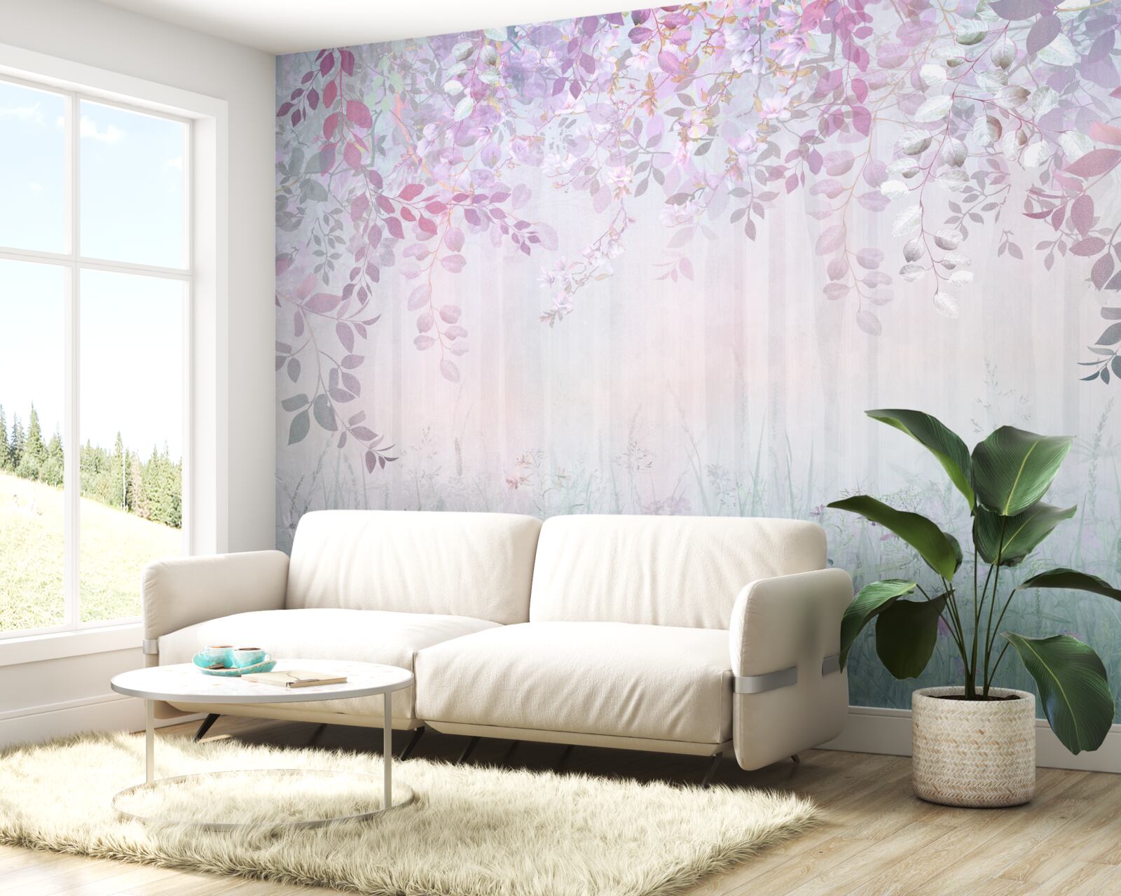 Fototapeta listy všetkých farieb v lese na jesenné ráno