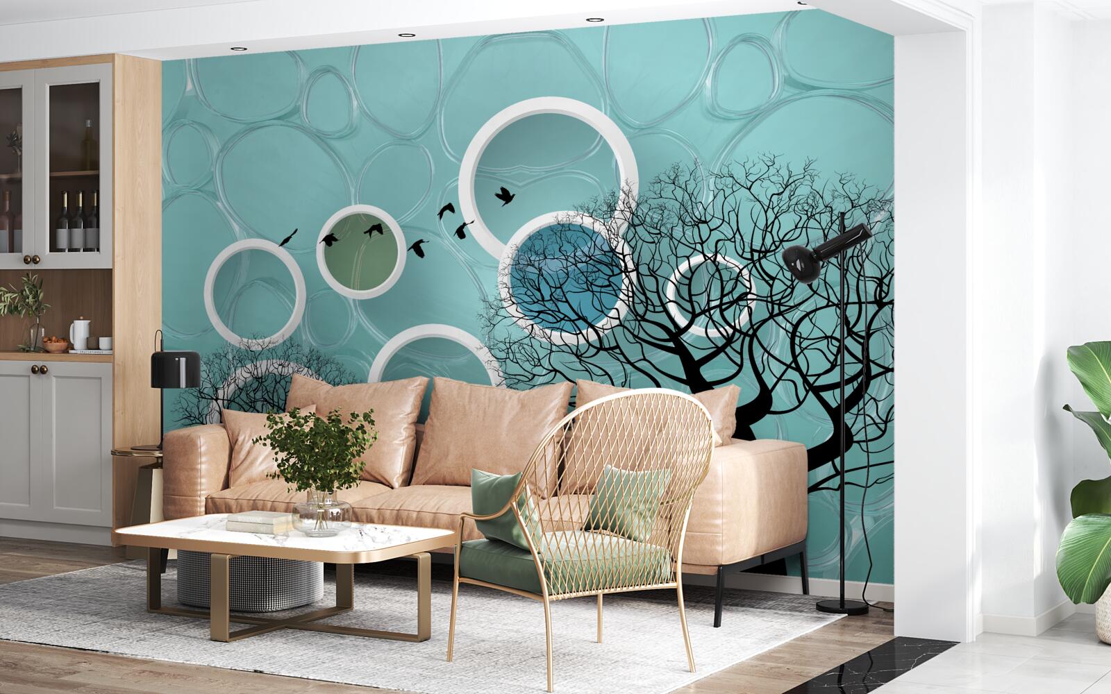 Fototapeta tyrkysové kruhy a stromy