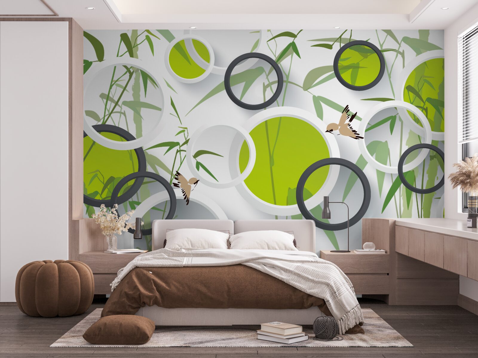 Fototapeta kruhy na rastlinách a vtákoch