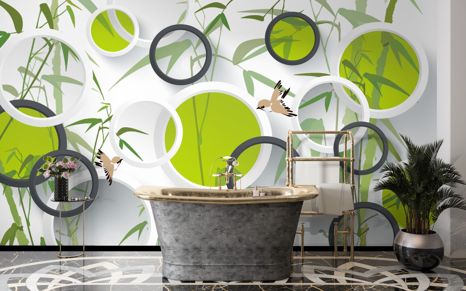 Fototapeta kruhy na rastlinách a vtákoch
