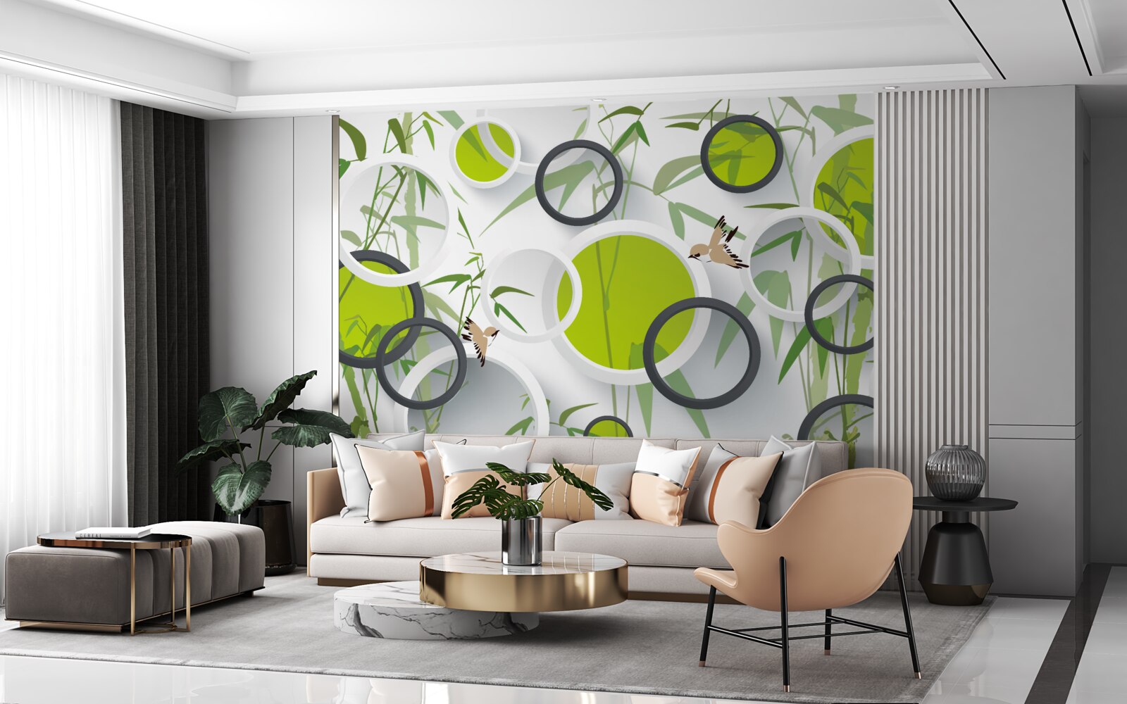 Fototapeta kruhy na rastlinách a vtákoch