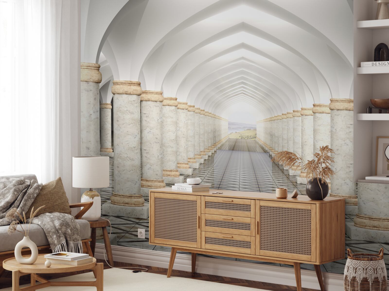 Fototapeta nekonečný tunel posiaty stĺpmi