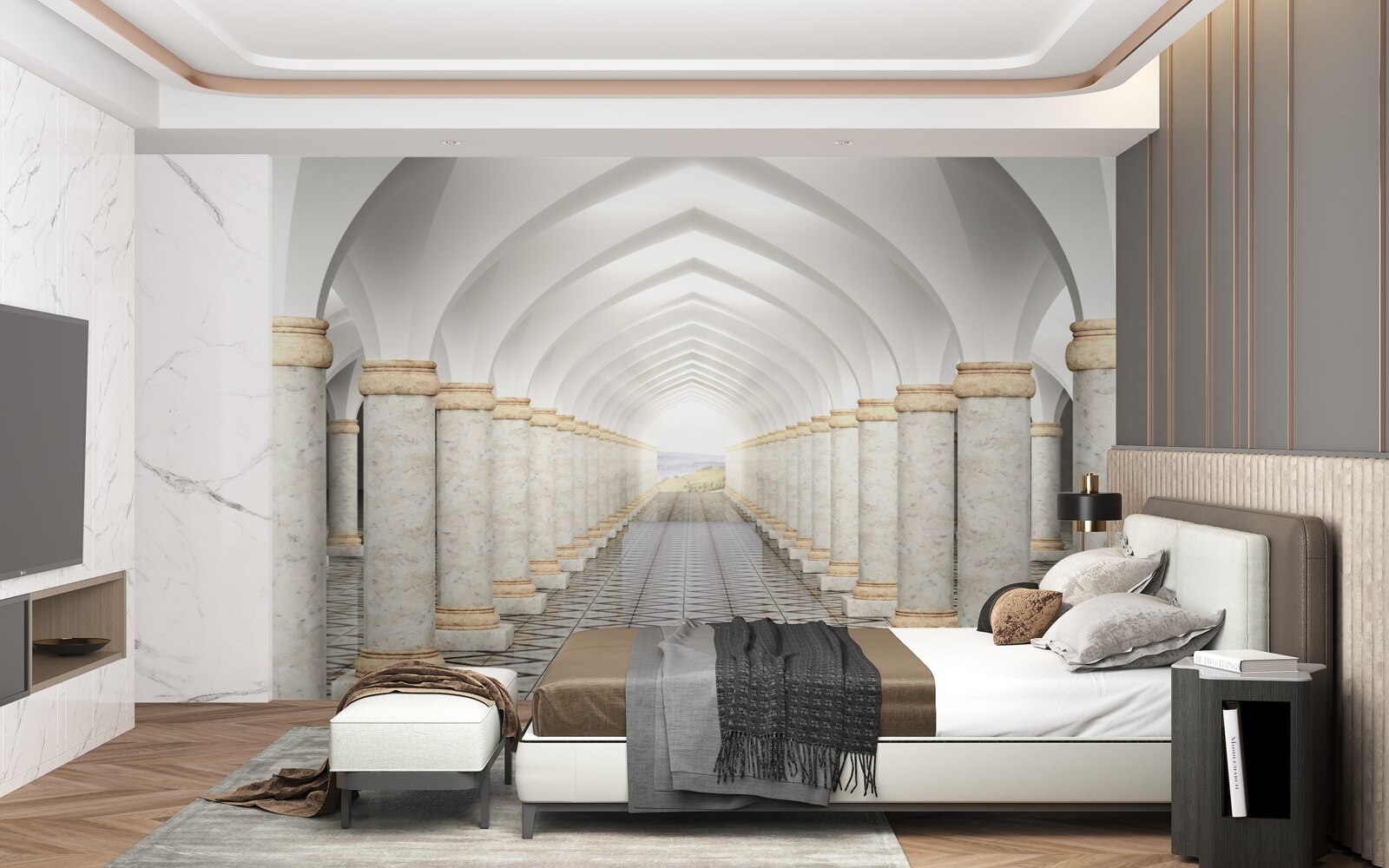 Fototapeta nekonečný tunel posiaty stĺpmi