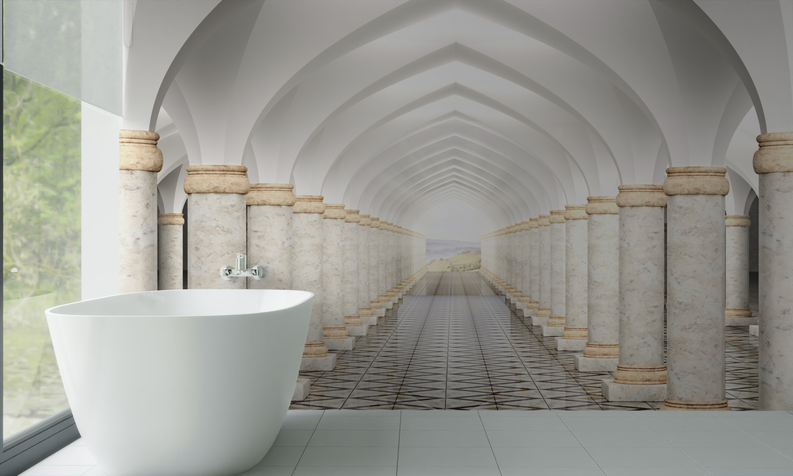 Fototapeta nekonečný tunel posiaty stĺpmi