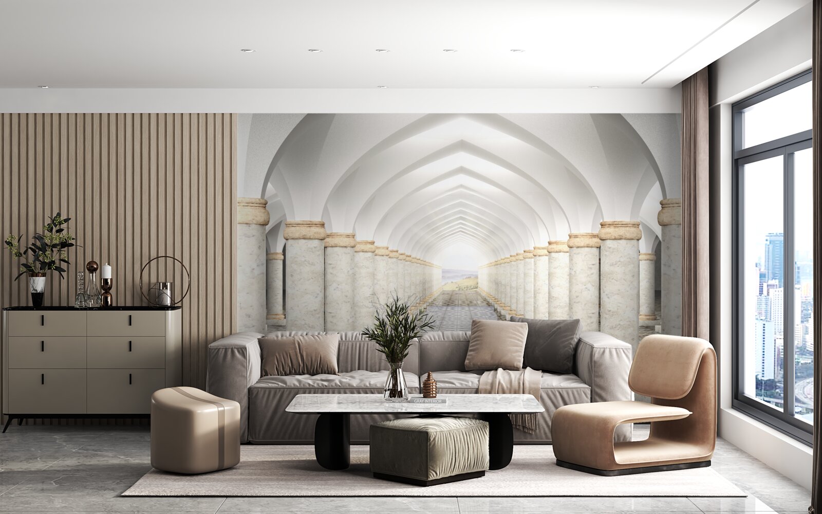 Fototapeta nekonečný tunel posiaty stĺpmi