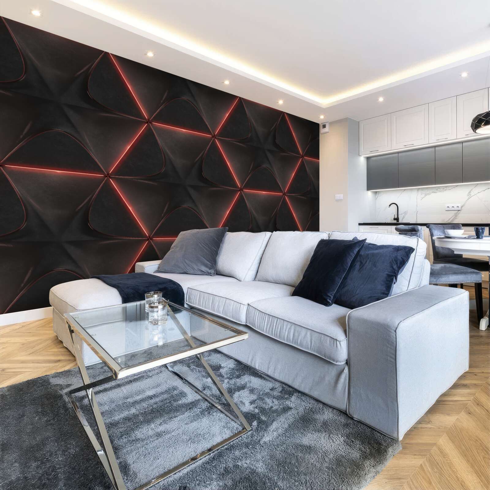 Fototapeta päťuholníky s rovnako dlhými červenými stranami