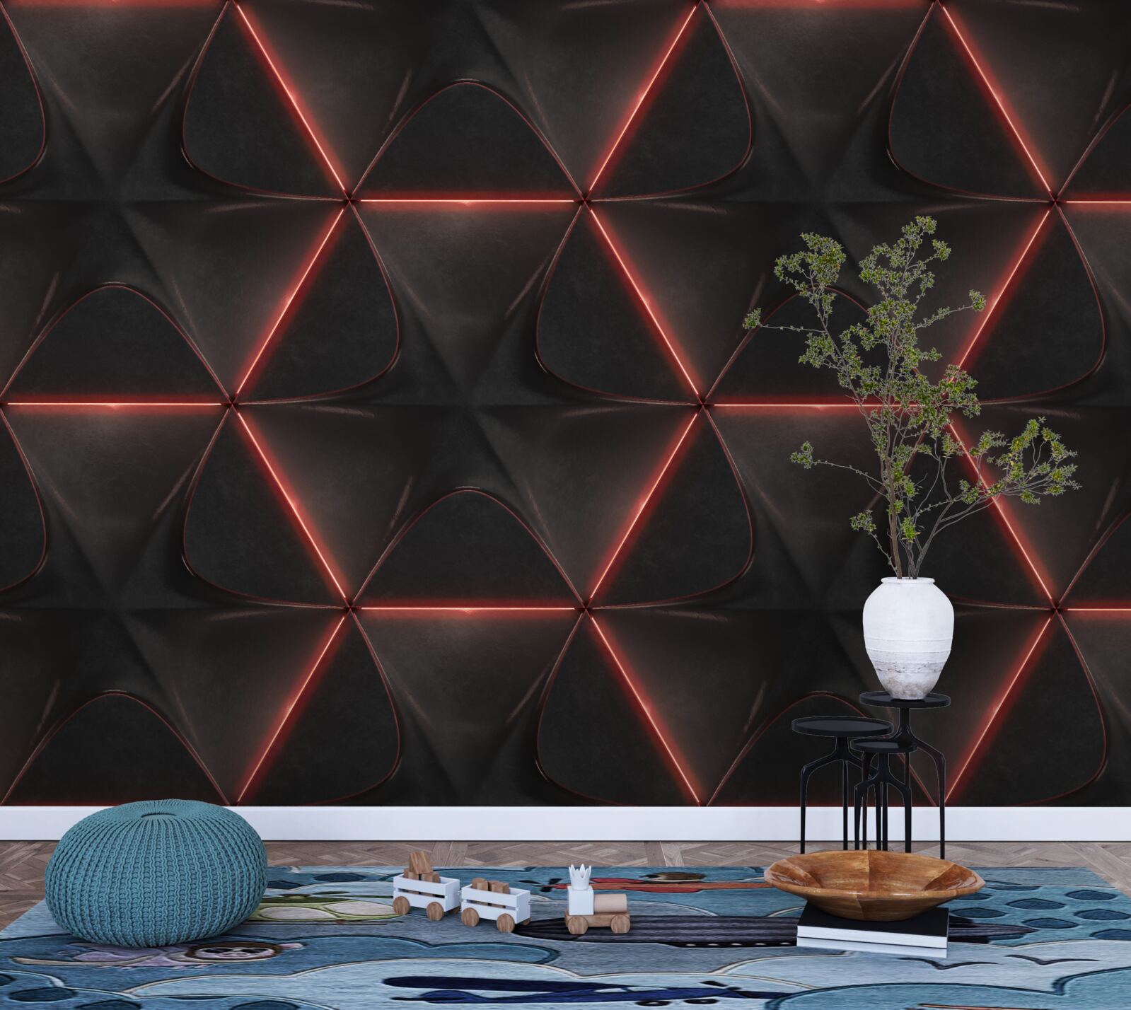 Fototapeta päťuholníky s rovnako dlhými červenými stranami