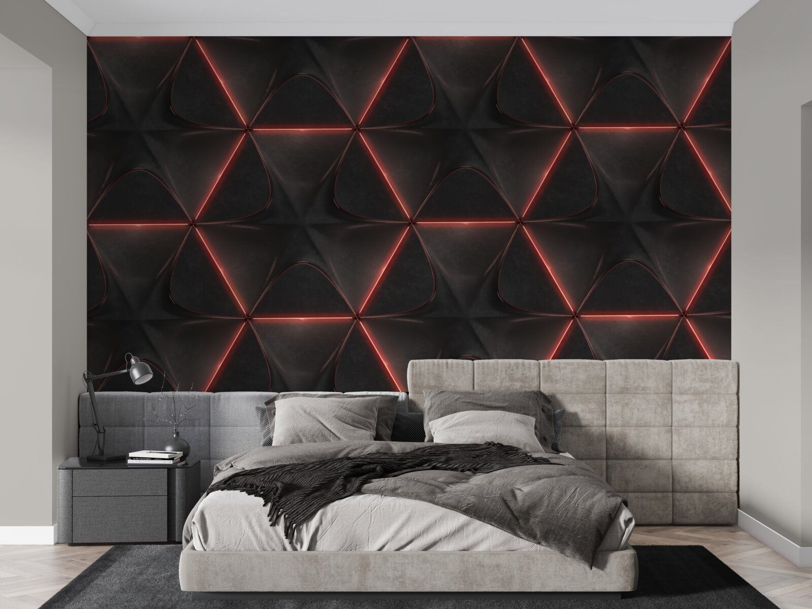 Fototapeta päťuholníky s rovnako dlhými červenými stranami