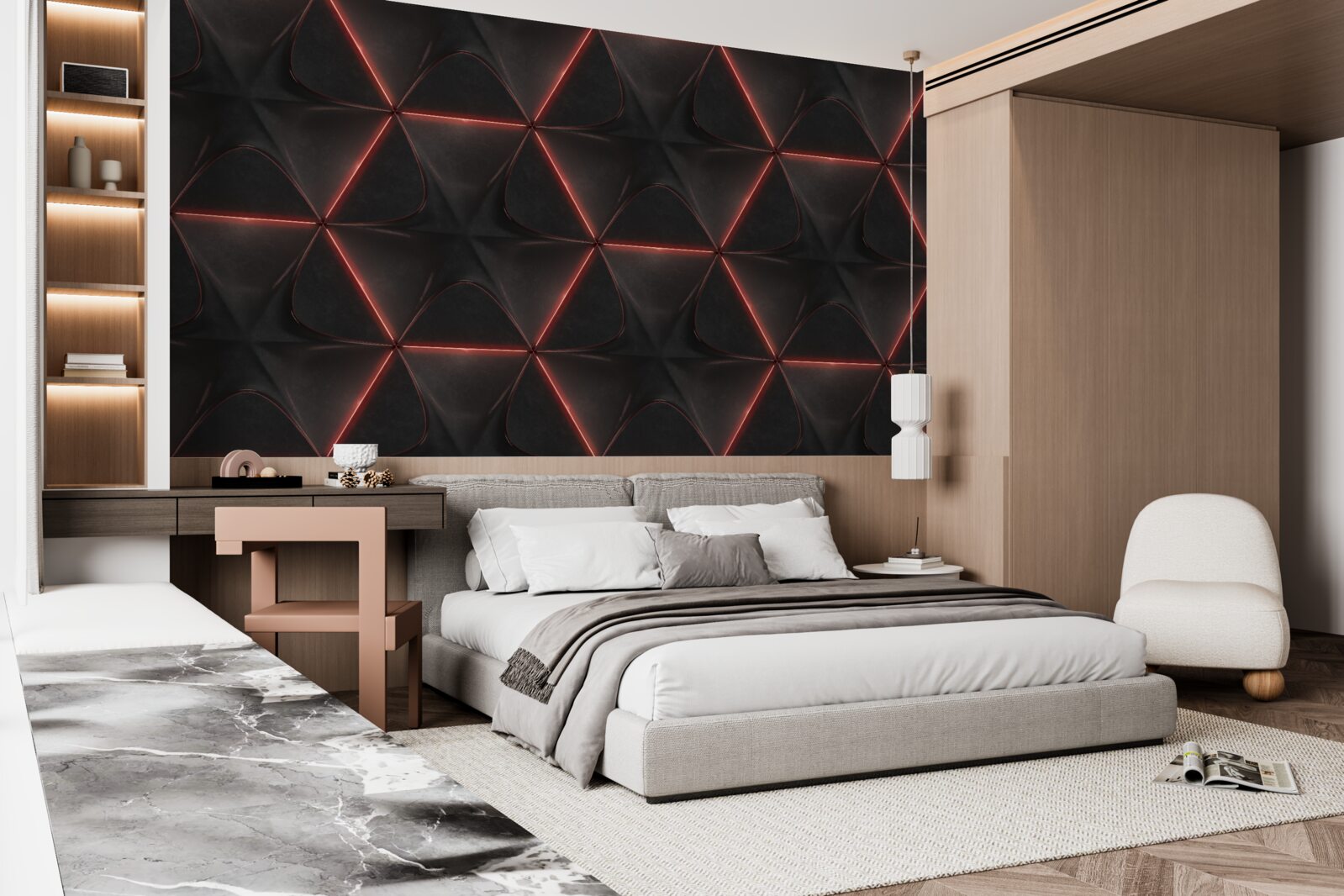 Fototapeta päťuholníky s rovnako dlhými červenými stranami