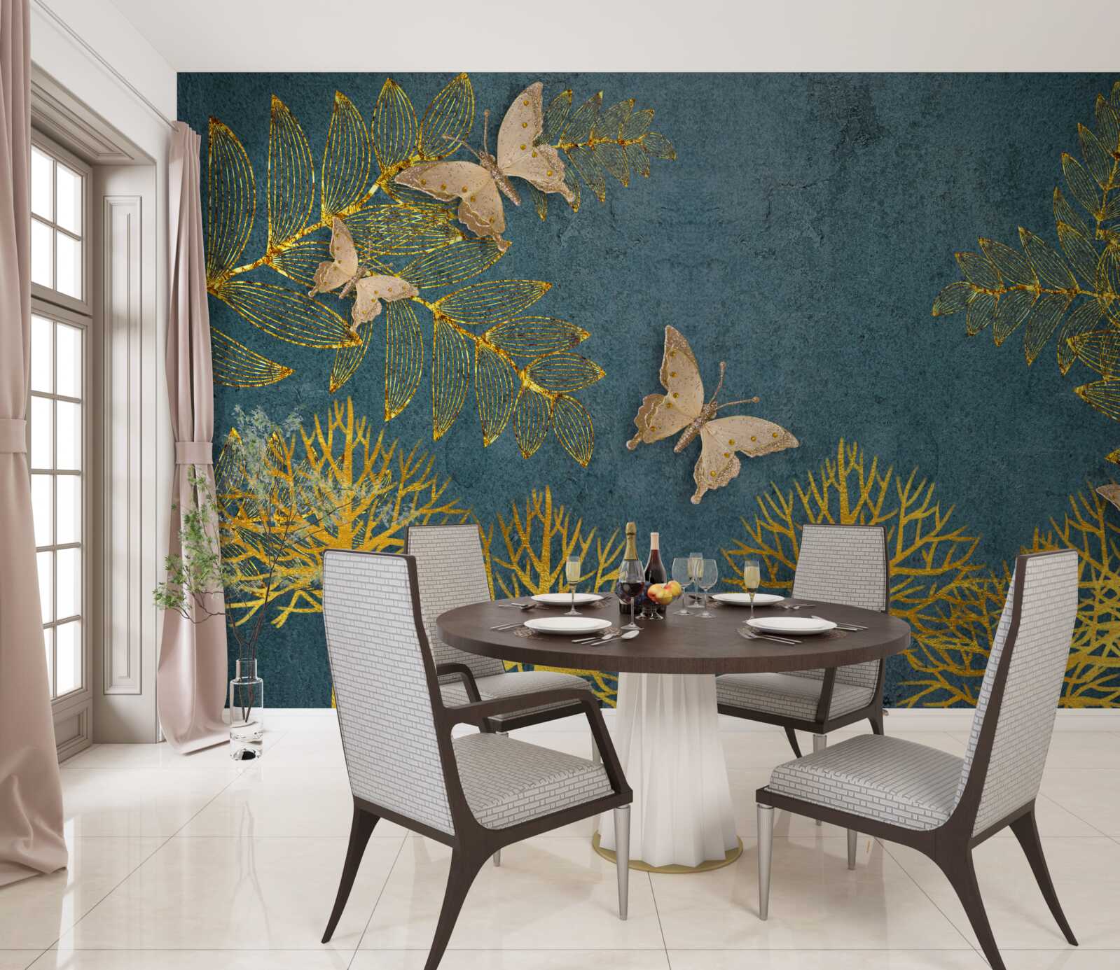 Fototapeta les plný zlata a molí