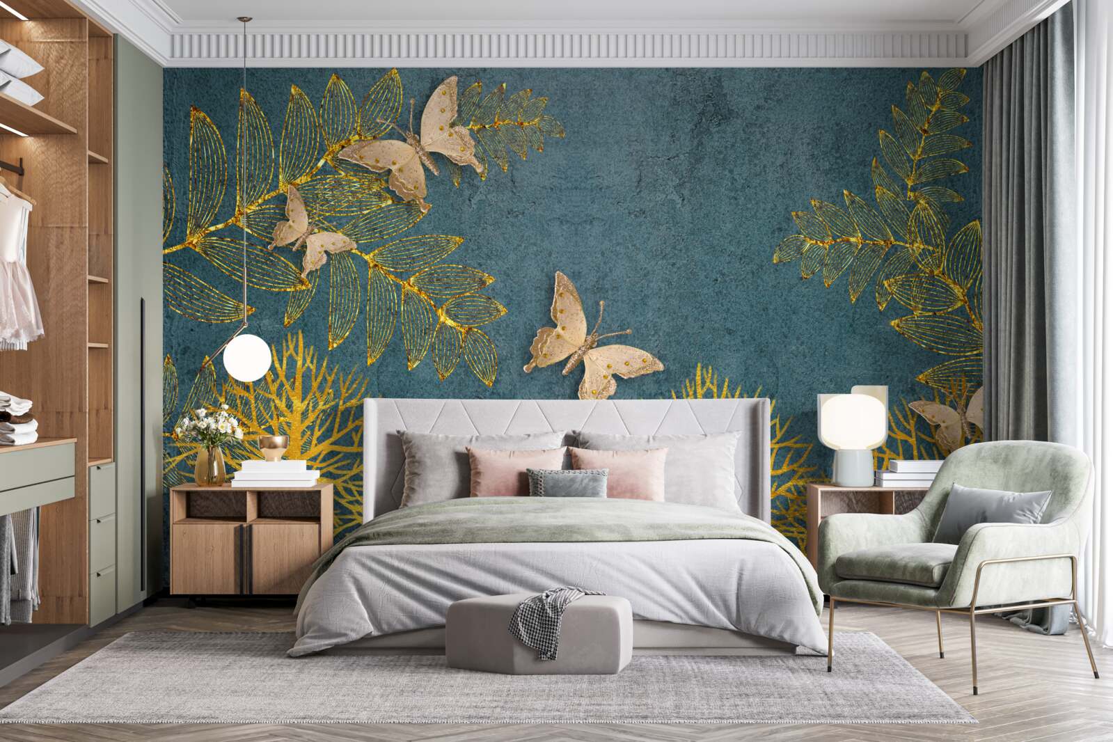 Fototapeta les plný zlata a molí