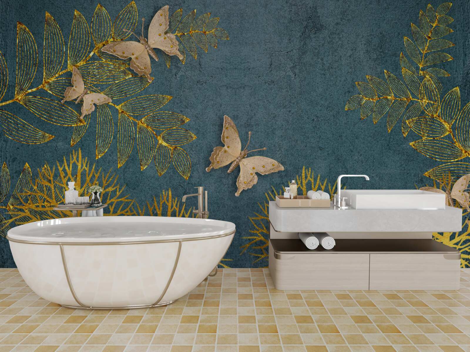 Fototapeta les plný zlata a molí