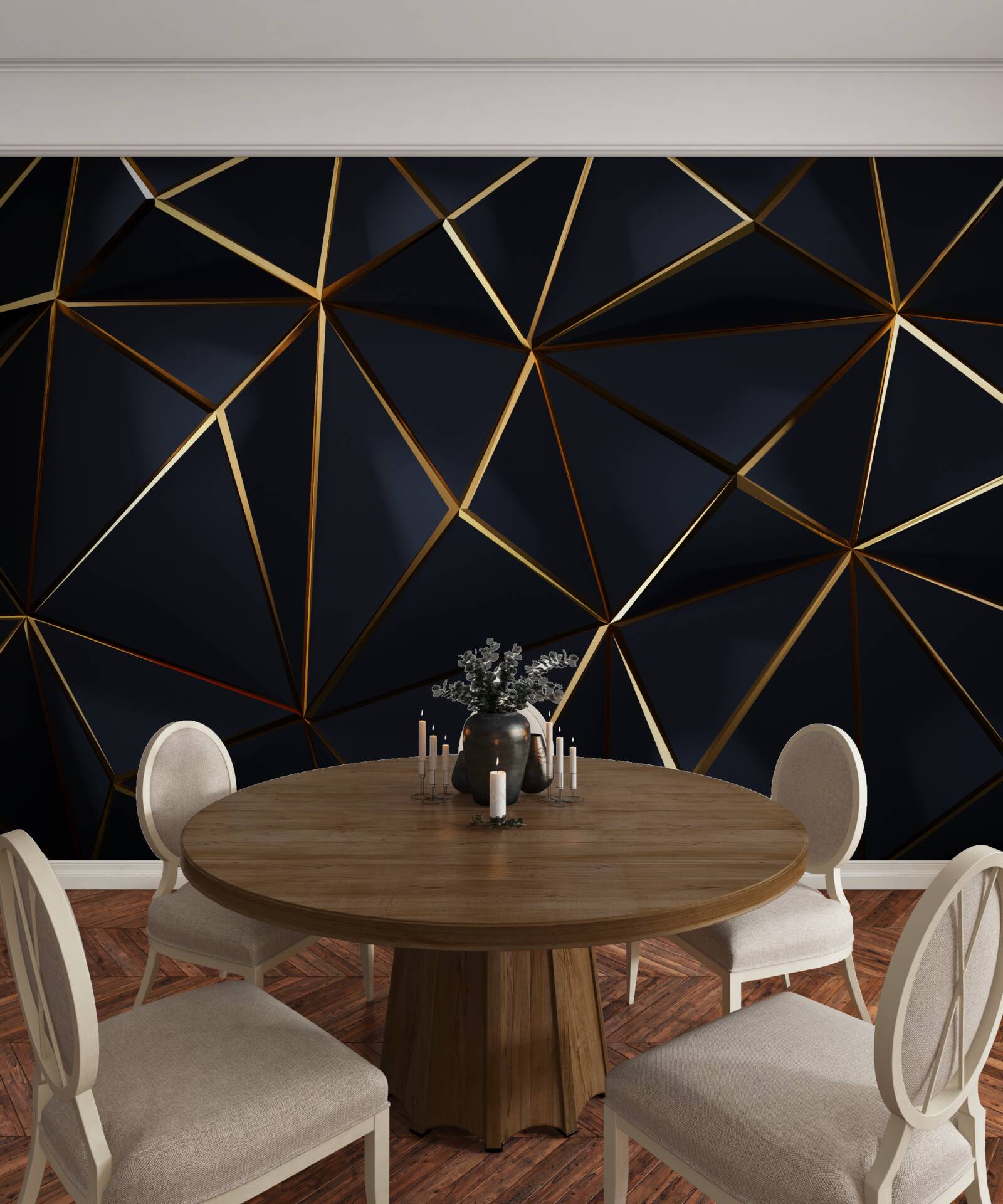 Fototapeta zlaté trojuholníky s čiernymi akcentmi