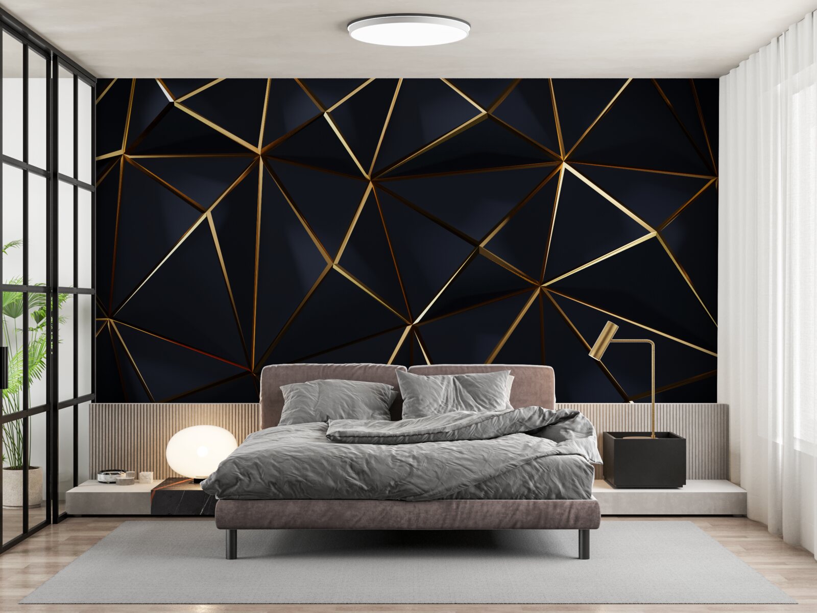 Fototapeta zlaté trojuholníky s čiernymi akcentmi