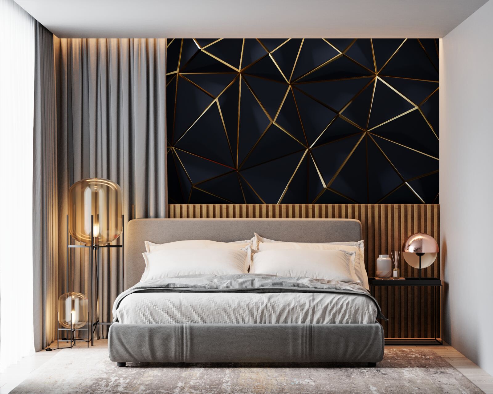 Fototapeta zlaté trojuholníky s čiernymi akcentmi