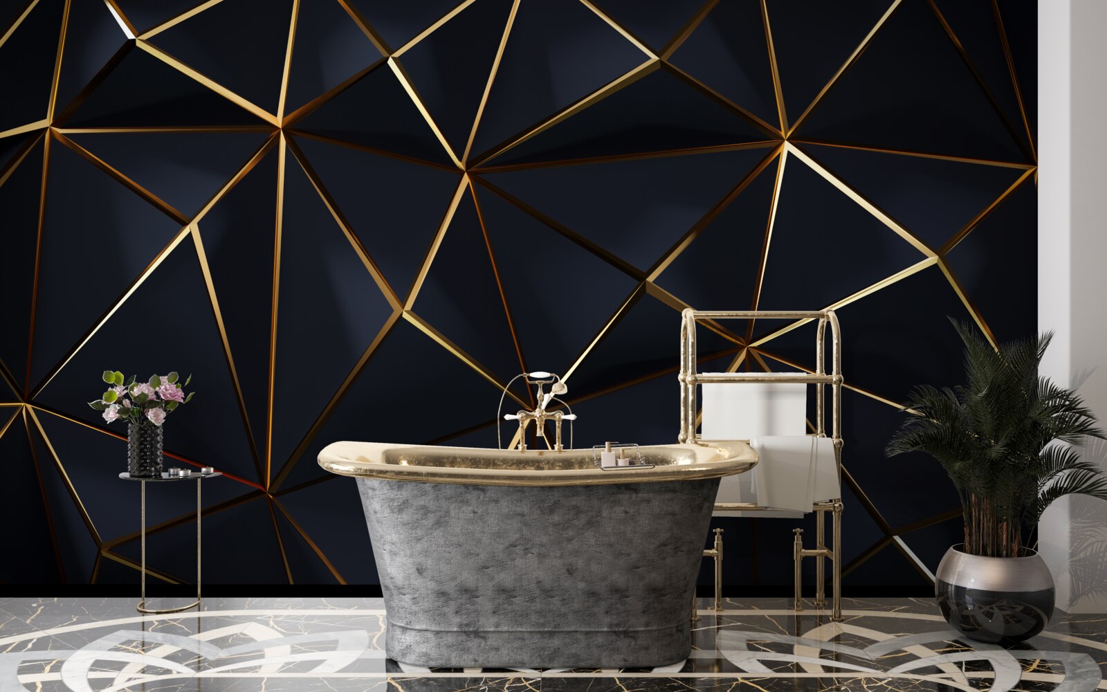 Fototapeta zlaté trojuholníky s čiernymi akcentmi