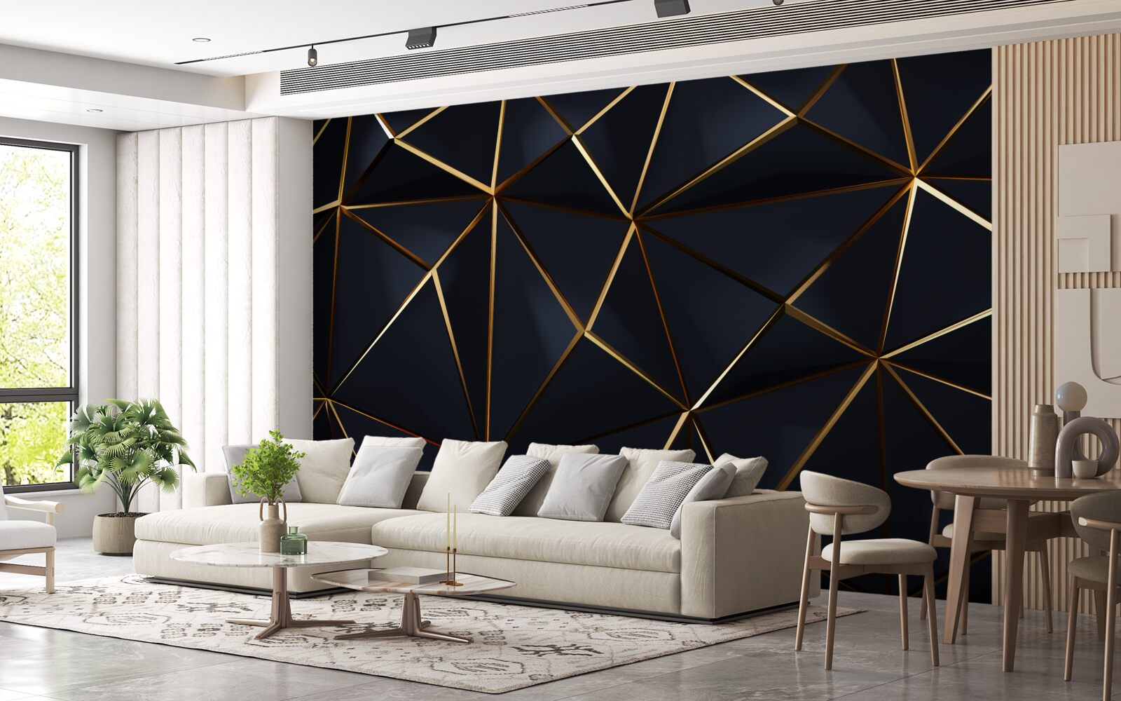 Fototapeta zlaté trojuholníky s čiernymi akcentmi