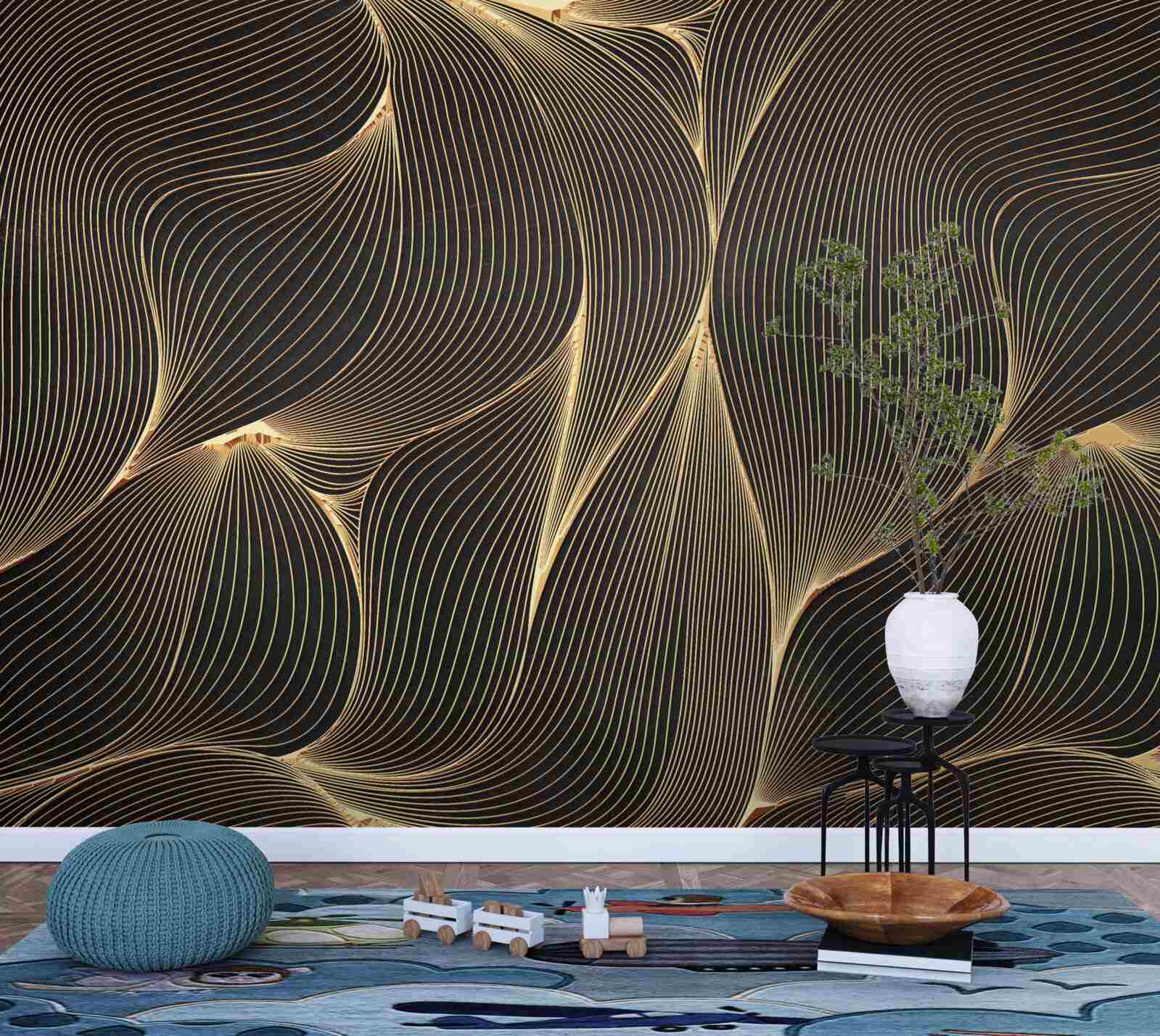 Fototapeta abstrakcia s hladkými zlatými líniami