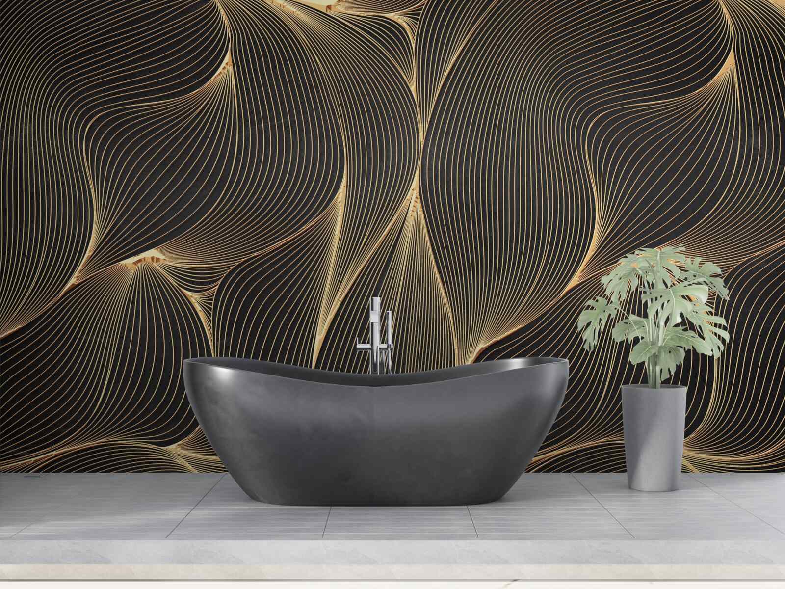 Fototapeta abstrakcia s hladkými zlatými líniami