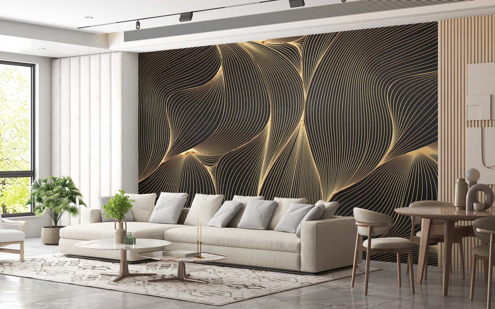 Fototapeta abstrakcia s hladkými zlatými líniami