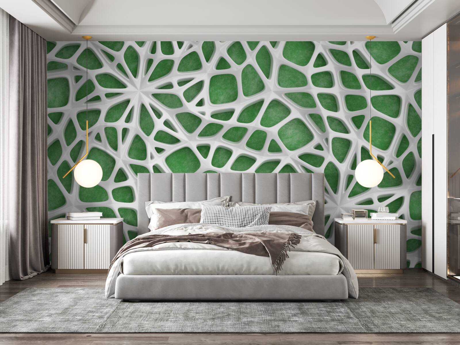 Fototapeta na zelenom pozadí je veľká biela pavučina