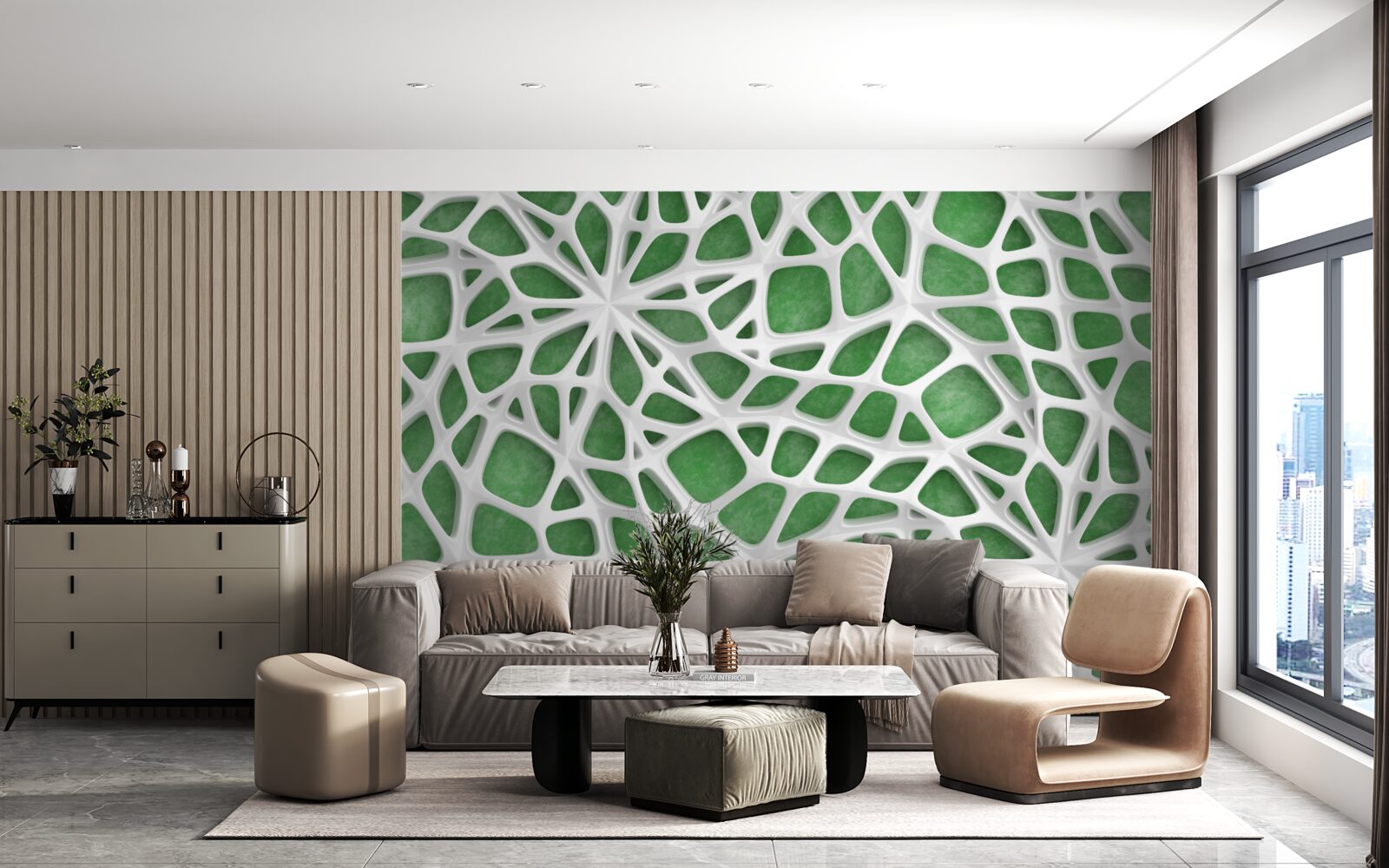 Fototapeta na zelenom pozadí je veľká biela pavučina