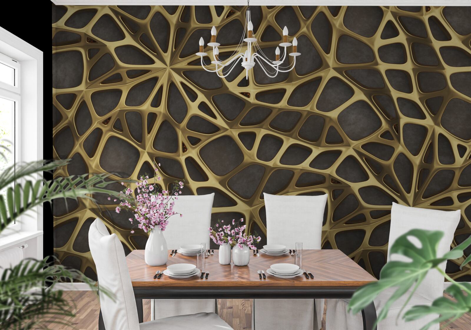 Fototapeta web má zlatú farbu na hnedom pozadí