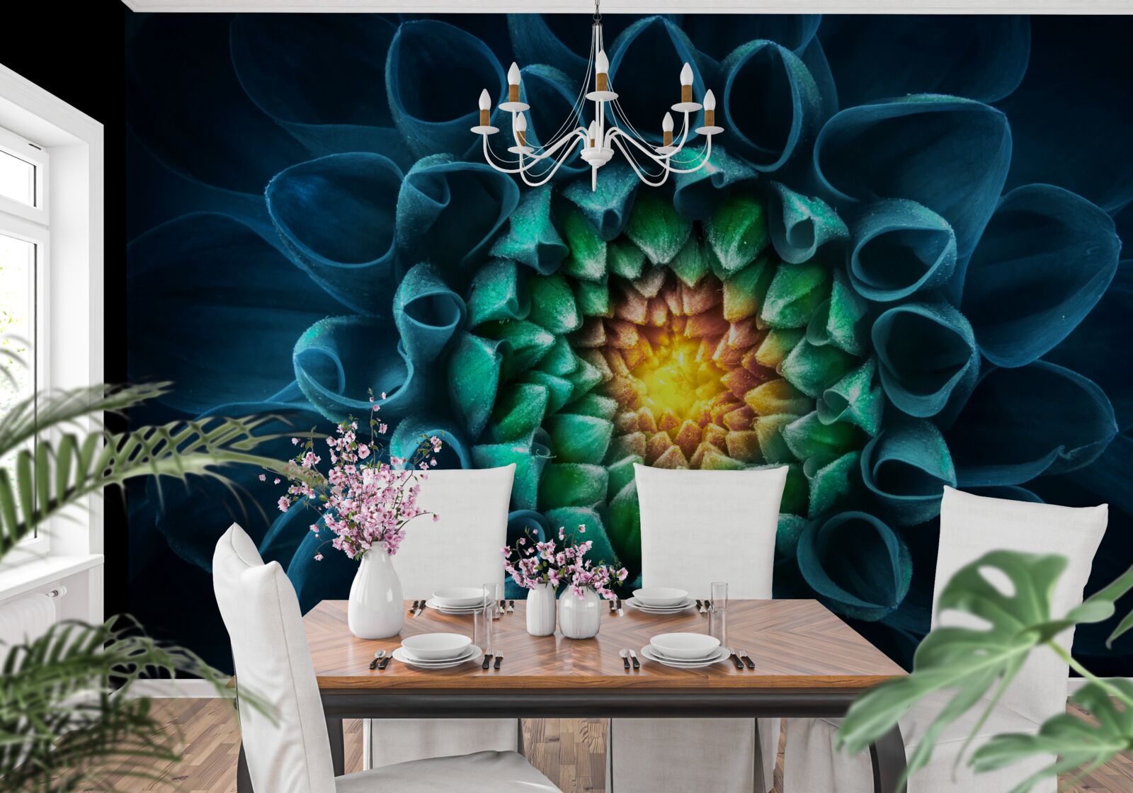 Fototapeta modrá pivónia púčik v abstraktnom štýle