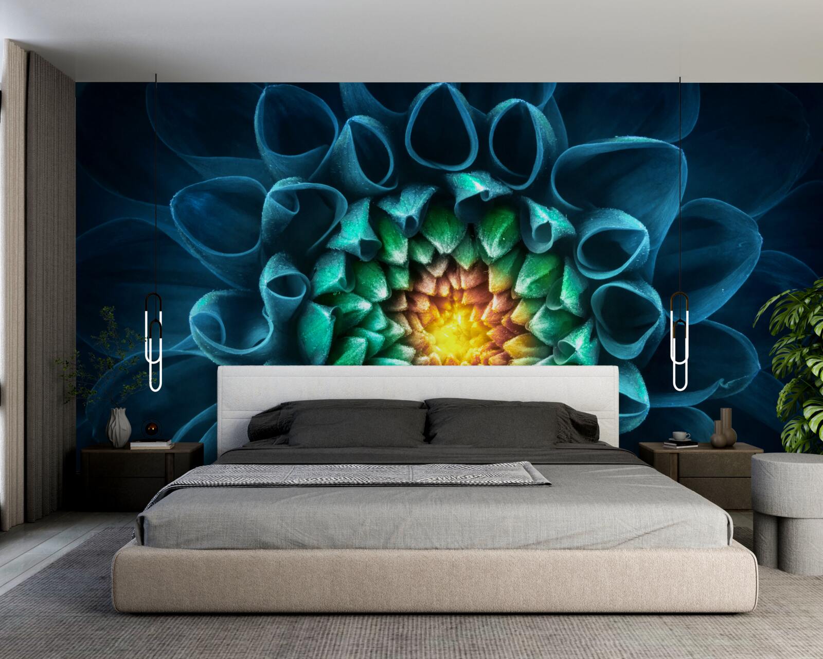 Fototapeta modrá pivónia púčik v abstraktnom štýle