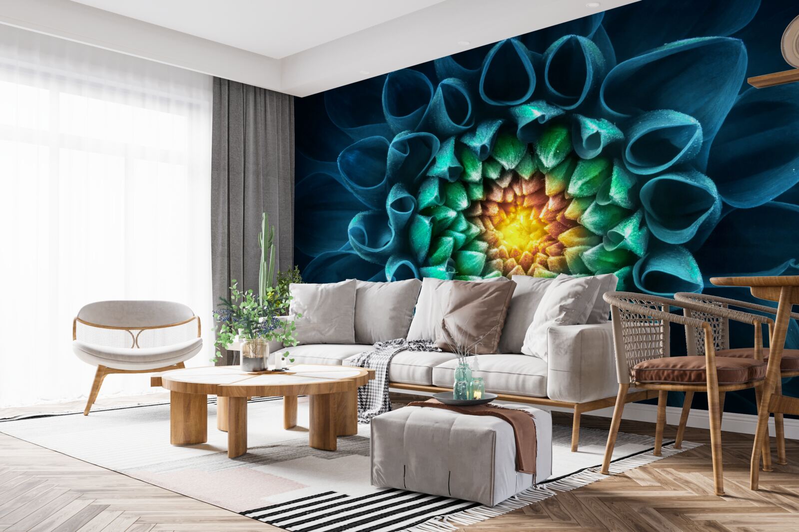 Fototapeta modrá pivónia púčik v abstraktnom štýle