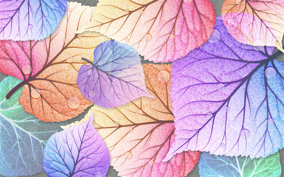 Fototapeta jesenné lístie maľované v pestrých farbách