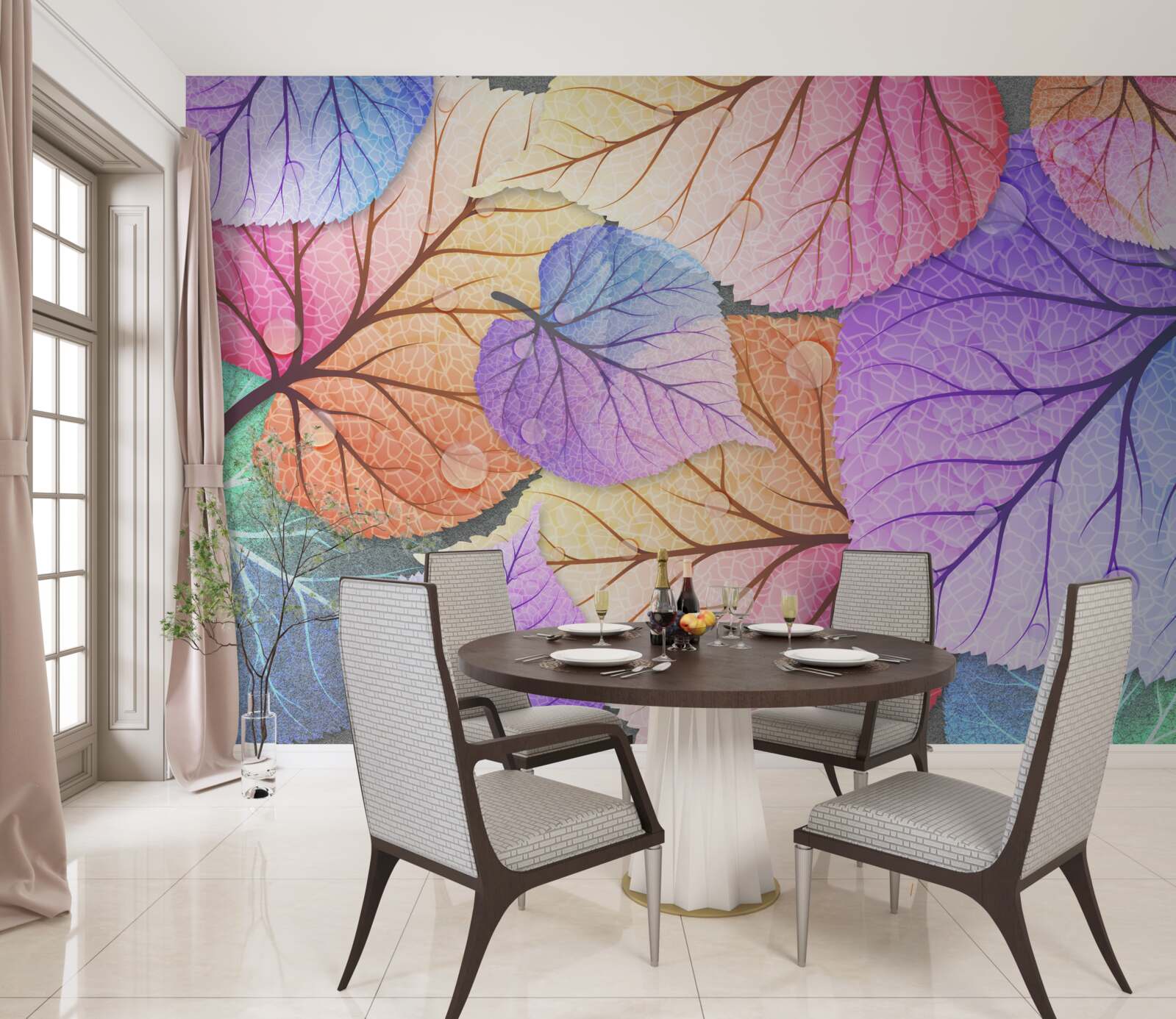 Fototapeta jesenné lístie maľované v pestrých farbách