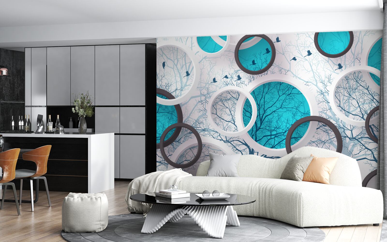 Fototapeta tyrkysové kruhy a stromy