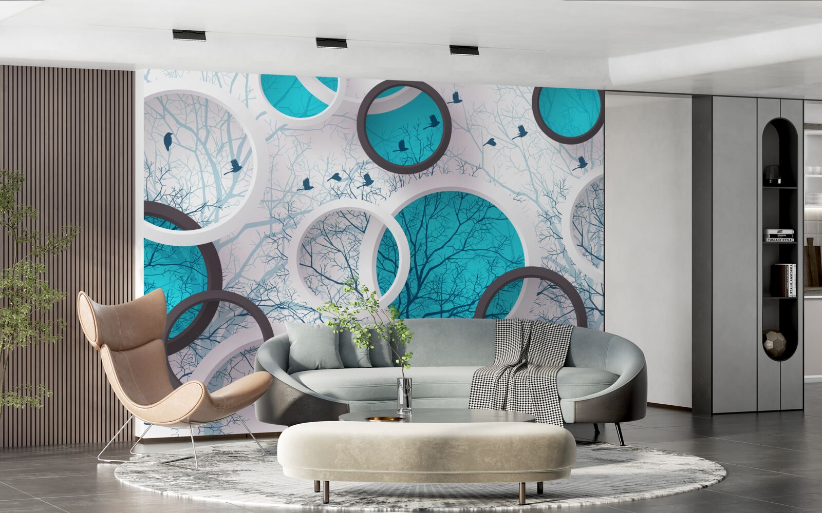 Fototapeta tyrkysové kruhy a stromy