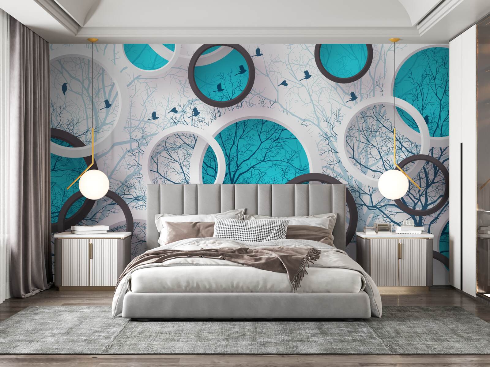 Fototapeta tyrkysové kruhy a stromy