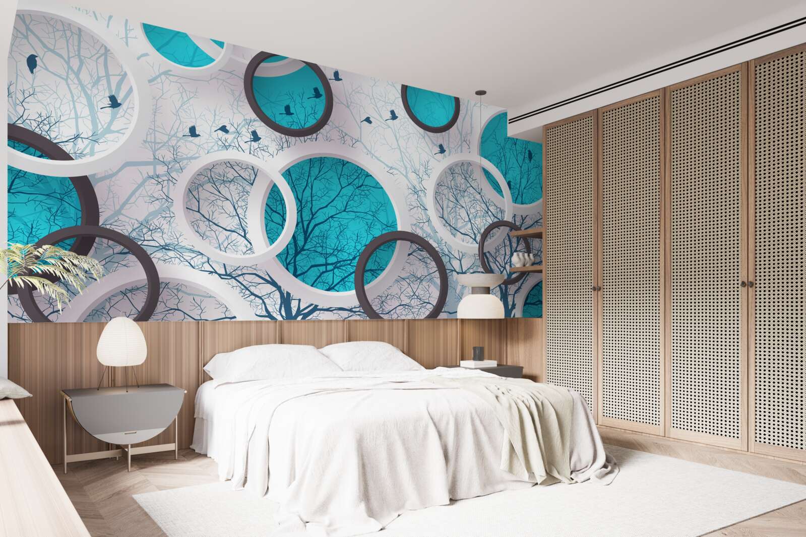 Fototapeta tyrkysové kruhy a stromy