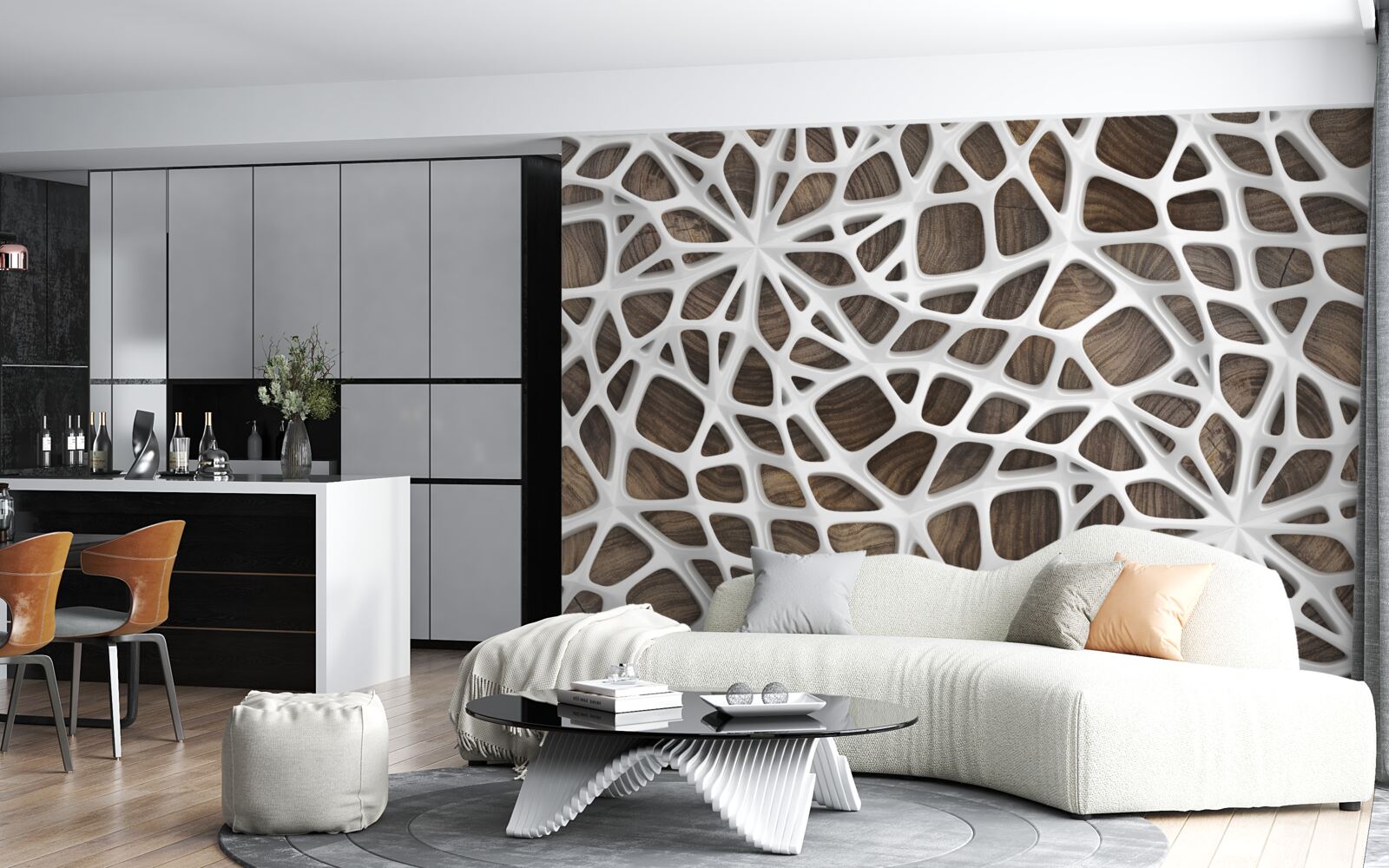 Fototapeta volumetrický snehovo biely web