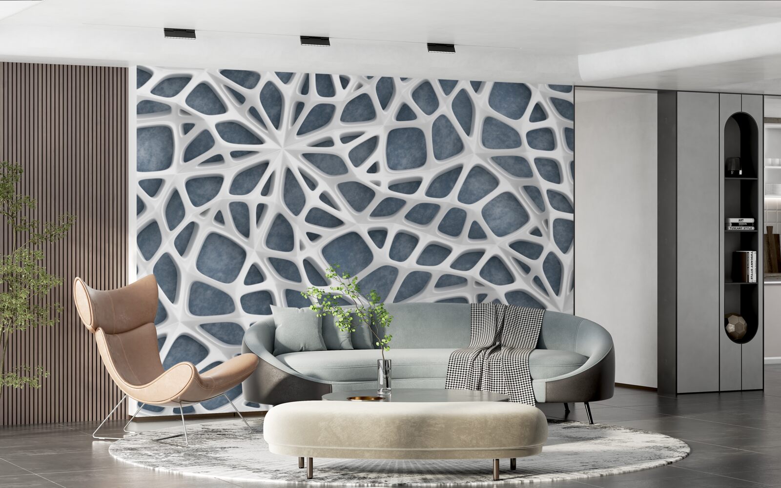 Fototapeta biela čipka na modrom podklade