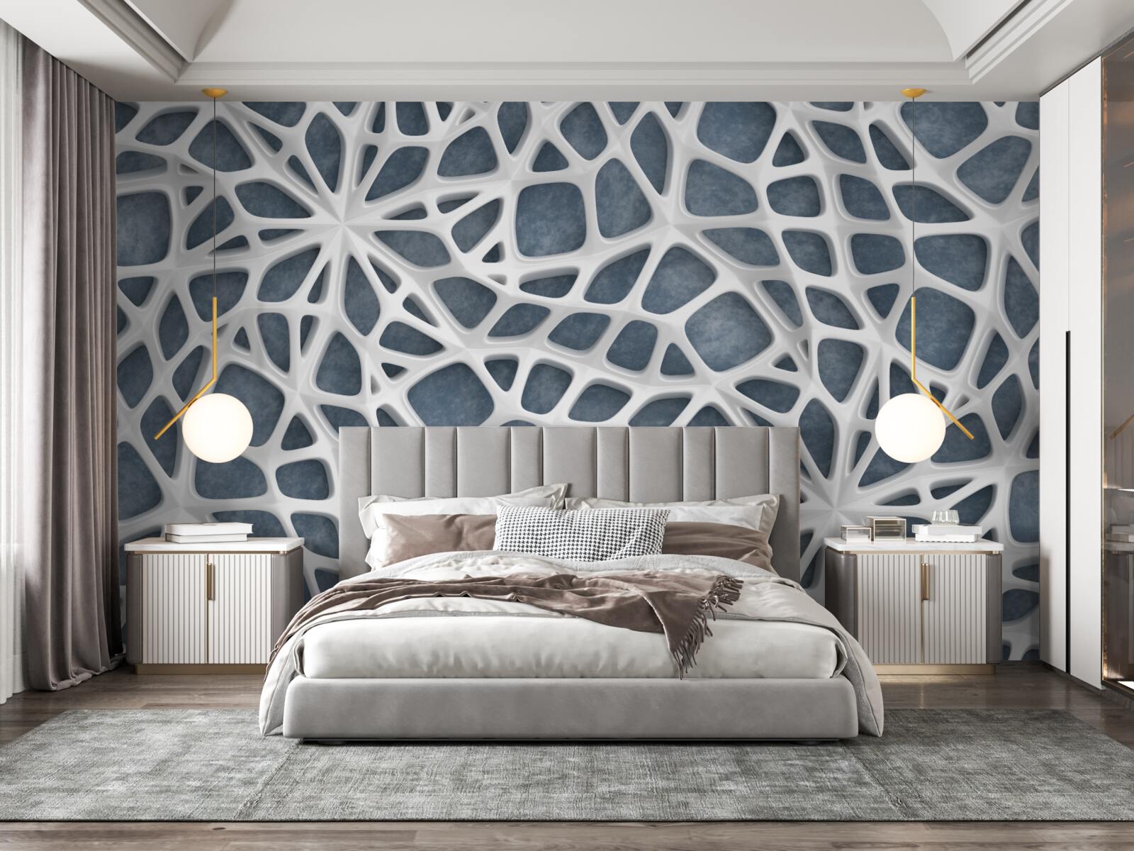 Fototapeta biela čipka na modrom podklade