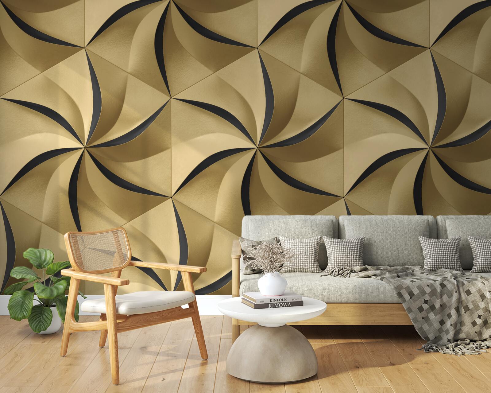 Fototapeta horčičné hviezdy v geometrickom štýle